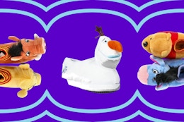Three Disney-themed toddler slippers: Lion King, Frozen & Winne the Pooh