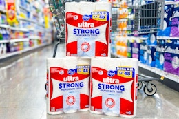 kroger toilet paper stack in store floor 