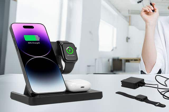 Apple-Compatible Wireless Charging Station, Just $17.99 at Amazon card image