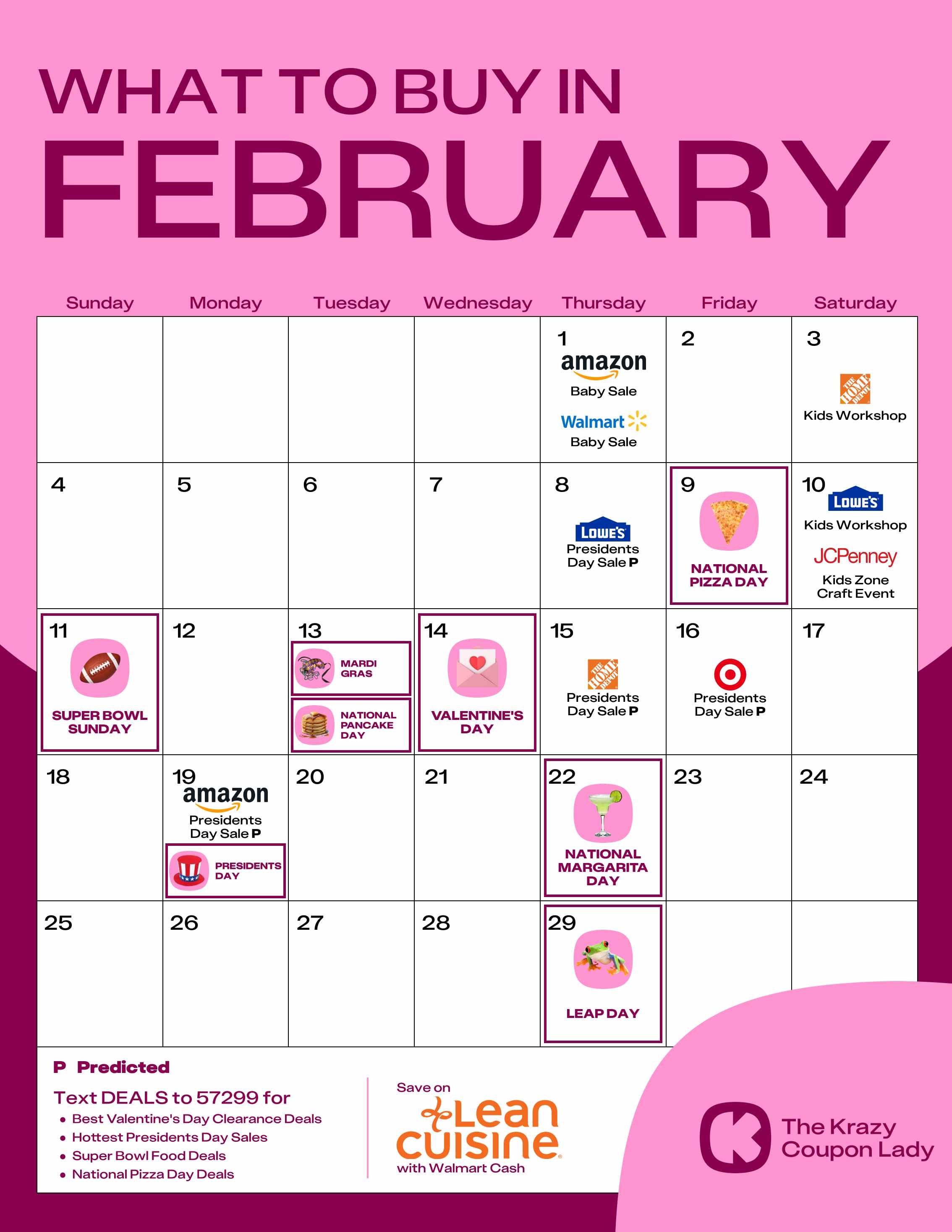 a calendar showing sales and retail events in february 2024