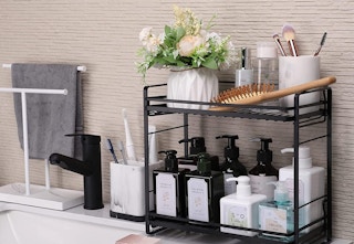 organizer on bathroom counter