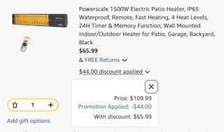 heater Amazon receipt