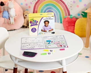 coloring activity board on a table in a room