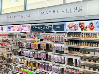 area shot of maybelline cosmetics at walgreens