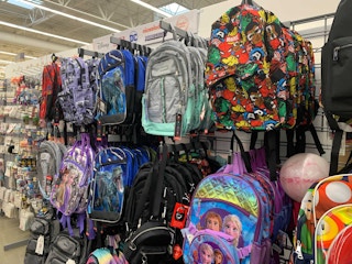 photo of backpacks in walmart store