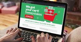 Someone looking at the JCPenney We Got Your Cart sweepstakes webpage on a laptop
