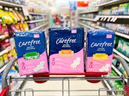 Save on Carefree Ultra Thin Pads at Target, CVS, and Walgreens card image