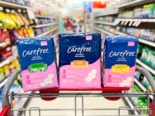 3 carefree pads sitting on a target cart