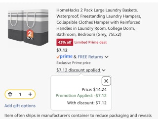 Laundry Basket Set Amazon receipt