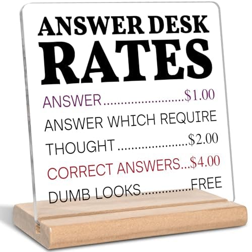 Answer Desk Rates Acrylic Plaque
