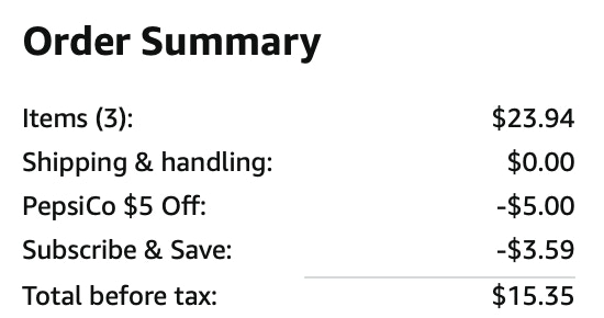 life water Amazon receipt