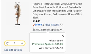 coat rack Amazon receipt