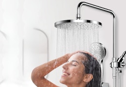 person washing their hair with the luxury dual showerhead