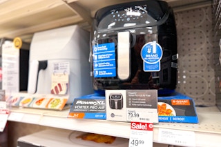 powerxl pro air fryer sitting on a target shelf