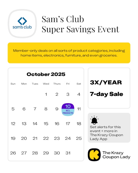 Sam's Club Super Savings Event start date in October 2025