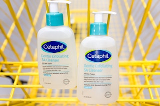 cetaphil exfoliating cleansers in yellow shopping cart
