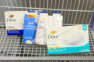 Dove Body Wash & Bars in a shopping cart