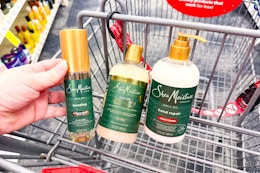 sheamoisture bond repair hair care in a cvs shopping cart