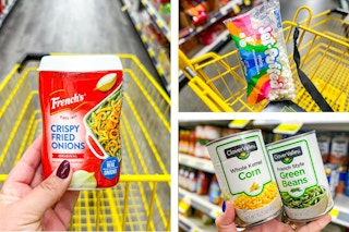 dollar general french's, jet-puffed-clover valley 3-photo collage