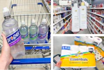 collage image of propel water, bounty paper towels, and dove shampoo