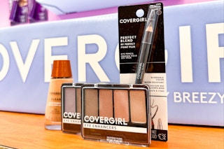 covergirl foundation, eyeshadow, and eyeliner