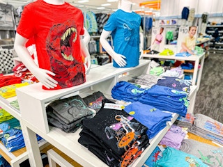 cat & jack kids' tees sitting on target shelves