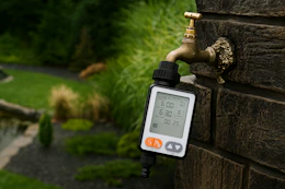 Programmable Sprinkler Timer on outdoor faucet