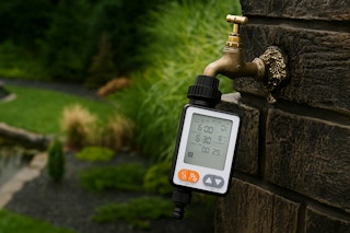 Programmable Sprinkler Timer on outdoor faucet