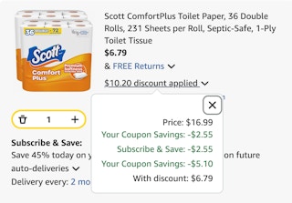 amazon scott toilet paper B0DJWKTVSW cart