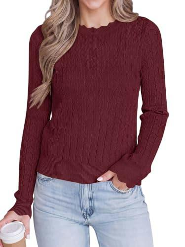KIRUNDO Women's Scalloped Sweater
