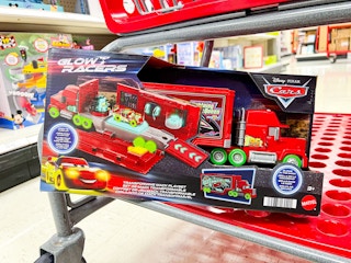 disney cars mack playset sitting on a target cart