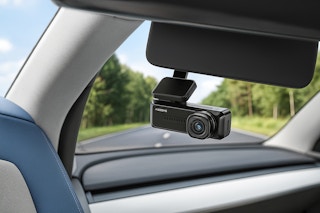 a dash camera in a car