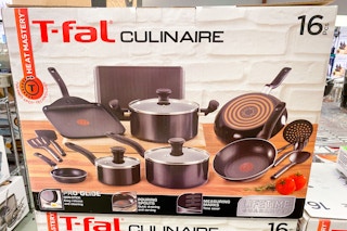 t-fal cookware sets stacked on top of each other in macys