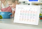 10-inch digital calendar on a white countertop