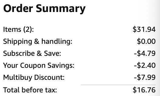 All pacs Amazon receipt