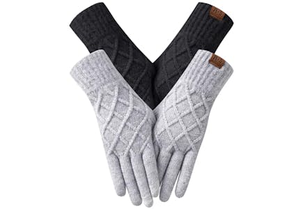 Women's Touch Screen Knit Gloves Set