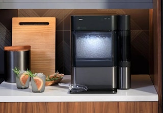 ge profile nugget ice maker sitting on a countertop