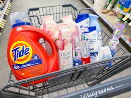 tide crest oral-b head & shoulders olay colgate febreze in walgreens cart