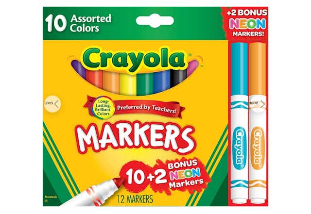 Crayola 12-Count Markers for Only $0.74 at Staples (Free Next-Day Delivery) card image