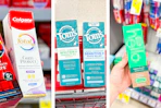 collage image of colgate, tom's, and hello toothpaste