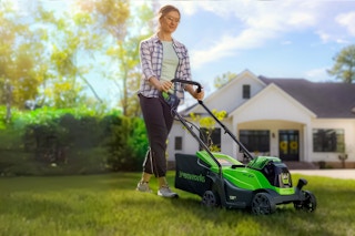 Lifestyle image of Greenworks Electric Lawn Mower from walmart.com