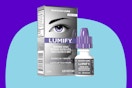  LUMIFY Eye Drops for Red Eyes, Redness Reliever on a blue background.