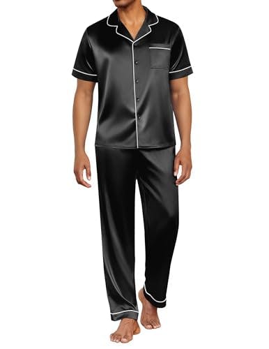 Ekouaer Men's Satin Pajama Set