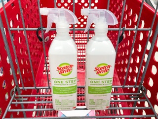 scotch-brite cleaner in a target cart