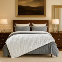 Checkered Faux Rabbit Fur Blanket