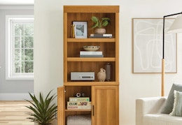 pale oak colored Better Homes & Gardens bookshelf