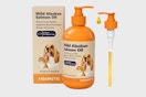 an orange bottle of wild Alaskan salmon oil and a bottle pump