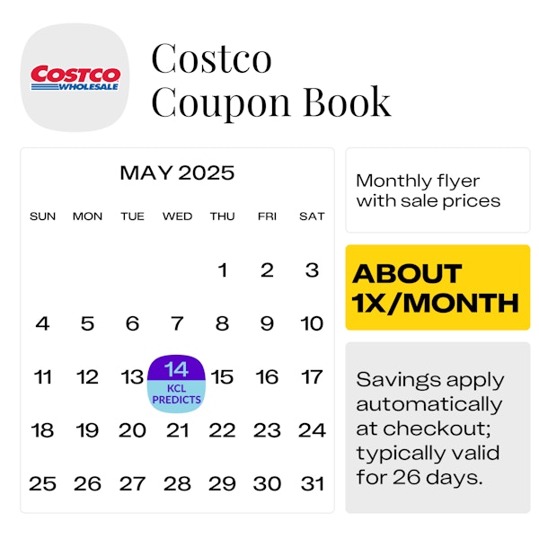 Costco May 2025 Coupon Book predicted start date on May 14