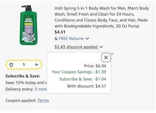 Irish spring Amazon receipt