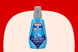 bottle of Crest Pro health mouthwash on KCL template